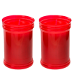 Tradineur - Pack de 2 velones litúrgicos, velas de santo de parafina y cera vegetal, decoración de iglesias, cementerios, tumbas (Rojo, 9 x 6 cm)