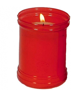 Tradineur - Pack de 2 velones litúrgicos, velas de santo de parafina y cera vegetal, decoración de iglesias, cementerios, tumbas (Rojo, 9 x 6 cm)