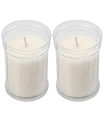 Tradineur - Pack de 2 velones de santo, velas litúrgicas de parafina y cera vegetal, decoración de iglesias, cementerios, tumbas (Transparente, 9 x 6 cm)