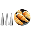 Tradineur - Set de 3 moldes con forma de cono, acero inoxidable, canutillos para repostería, tubos, cuerno de crema, cañas, cannoli, hornear, 12 cm