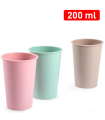 Tradineur - Vaso reutilizable de polipropileno duro y resistente, vaso mediano lavable para picnic, camping, bebidas calientes y frías, 9,7 x 6,8 cm, 200 ml, color aleatorio