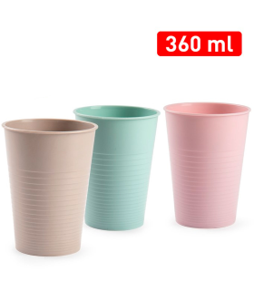 Tradineur - Vaso reutilizable, polipropileno duro y resistente, vaso grande lavable para picnic, camping, bebidas calientes y frías, 11 x 8,2 cm, 360 ml, color aleatorio