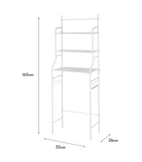 Tradineur - Estantería Multiusos para baño - Fabricado en acero inoxidable - De pie sin punzonado, protege la pared, fácil de montar y desmontar - 165 x 55 x 26 cm