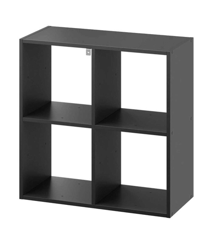 Tradineur - Estantería de 4 divisiones - Fabricado en madera - Decorativo de alta calidad, muy resistente y fácil limpieza - 60 x 60 x 30 cm - Color Negro