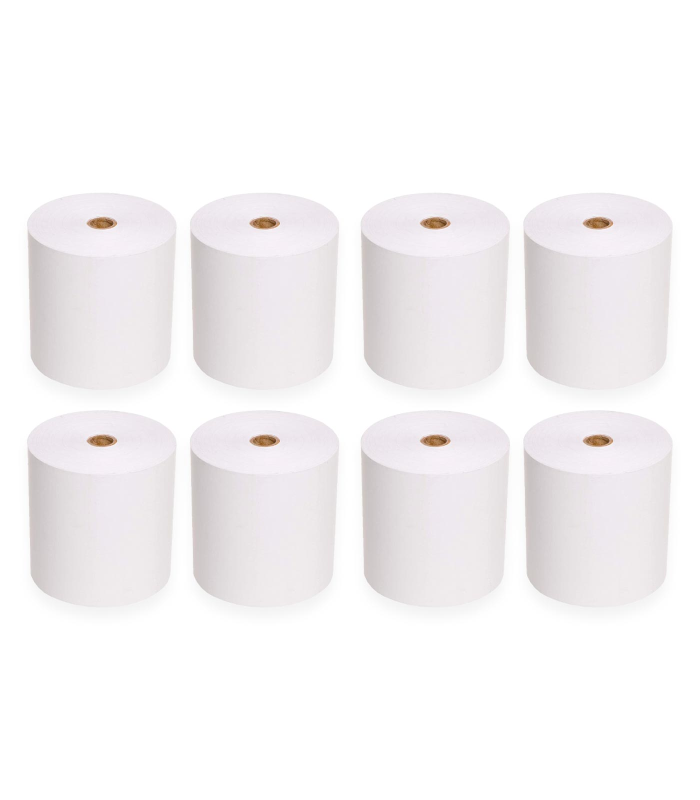 Tradineur - Pack de 8 rollos de papel térmico - Apto para marcas de TPV, cajas registradoras táctiles, impresoras térmicas, calculadoras, etc.