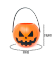 Tradineur - Cesta con asa para recoger caramelos - Fabricado en plástico - Diseño de calabaza - Halloween, cubo, recipiente para dulces, truco o trato (Naranja, 12,5 x 16 cm)