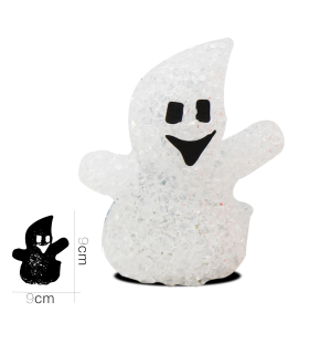 Tradineur - Figura de fantasma en color surtido, con leds en el interior, especial para halloween, con medidas de 9 x 9 cm. Fantasma de decoración con luces