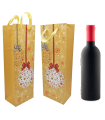 Tradineur - Bolsa de cartón para botella de vino con diseños navideños, bolsa de regalo con asas para envolver champán, 36 x 12,7 x 8,2 cm, modelo aleatorio