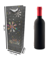 Tradineur - Bolsa para botella de vino de cartón con diseños navideños, bolsa de regalo con asas para envolver champán, 36 x 12,7 x 8,2 cm, gris oscuro, diseño aleatorio