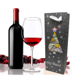 Tradineur - Bolsa para botella de vino de cartón con diseños navideños, bolsa de regalo con asas para envolver champán, 36 x 12,7 x 8,2 cm, gris oscuro, diseño aleatorio