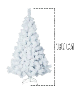 Tradineur - Árbol de navidad - Diseño completamente blanco - Altura de 180 cm - Fácil montaje - Fabricación en PVC, metal revestido, robusto y duradero.