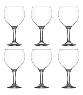 Tradineur - Set de 6 copas de cristal “Misket” para cócteles, combinados, vino, agua, aptas para lavavajillas, elegantes, fiestas (260 ml, 16 x 8 cm)