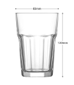 Tradineur - Set de 6 vasos de cristal clásicos "Aras", base gruesa, resistentes, aptos para lavavajillas, refrescos, agua, bebidas, 12 x 8,3 cm, 365 ml