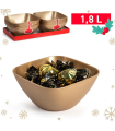 Tradineur - Bowl cuadrado decorativo para navidad - Fabricado en España - Capacidad 1,8 L - 8 x 20 x 20 cm - Color Dorado