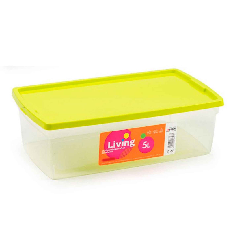 Tradineur - Caja de plástico de color surtido, modelo Living, 10,3 x 33,5 x 19 cm, capacidad 5 litros. Baúl con tapa para organi Tradineur - Caja de plástico de color surtido, modelo Living, 10,3 x 33,5 x 19 cm, capacidad 5 litros. Baúl con tapa para organi