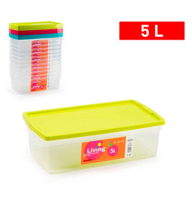 Tradineur - Caja de plástico de color surtido, de 10,3 x 33,5 x 19 cm,con capacidad para 5 litros. Baúl con tapa para organización del hogar. Arcón de plástico para distintos usos