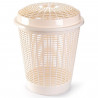 Tradineur - Cesto, pongotodo redondo para ropa sucia con tapa, cubo para almacenar la colada, diseño a rayas, hogar (Beige - 50