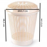 Tradineur - Cesto, pongotodo redondo para ropa sucia con tapa, cubo para almacenar la colada, diseño a rayas, hogar (Beige - 50