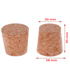 Tradineur - Pack de 2 tapones cónicos de corcho para botellas, garrafas, botes, frascos, bar, restaurante, vino, aceite, 38 x 30 x 30 mm