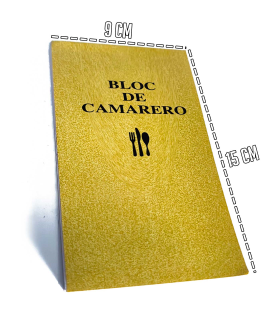 Tradineur - Bloc de camarero con hojas autocopiativas - Formato vertical - Flexible y resistente - 15 x 9 cm 