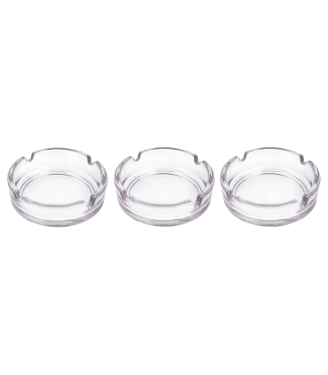 Tradineur - Pack de 3 ceniceros de Vidrio - Cenicero de Cristal Transparente para Cigarrillos - Ceniceros Exterior para Uso Privado y gastronomía - Ø 10,7 cm