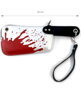 Tradineur - Bolso de mano con forma de cuchillo para mujer, incluye correa, complemento para disfraz, carnaval, halloween, cosplay, fiestas, 30 x 11,5 cm