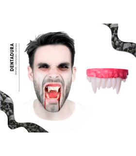 Tradineur - Dentadura de vampiro - Fabricado en plástico - Hecho para jóvenes y adultos, complemento para carnaval, halloween, fiestas, celebraciones.