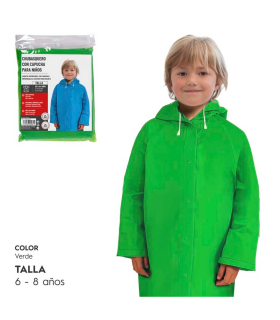 Tradineur - Chubasquero con capucha para niños - Fabricado al 100% poliéster - Costura termoselladas - Talla para niños de 6 - 8 años - Color Aleatorio