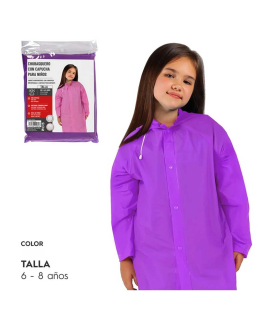 Tradineur - Chubasquero con capucha para niñas - Fabricado en poliéster - Costura termoselladas - Talla para niños de 6 - 8 años - Color Surtido