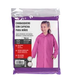 Tradineur - Chubasquero con capucha para niñas - Fabricado 100% poliéster - Costura termoselladas - Talla para niños de 8 a 10 años - Color Surtido