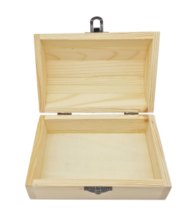 Tradineur - Caja de madera con tapa redonda, madera natural, cierre metálico, almacenaje joyas, manualidades, decoración, 6,8 x 14 x 9,3 cm