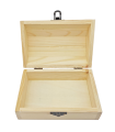 Tradineur - Caja de madera con tapa redonda, madera natural, cierre metálico, almacenaje joyas, manualidades, decoración, 6,8 x 14 x 9,3 cm