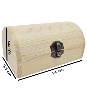 Tradineur - Caja de madera con tapa redonda, madera natural, cierre metálico, almacenaje joyas, manualidades, decoración, 6,8 x 14 x 9,3 cm