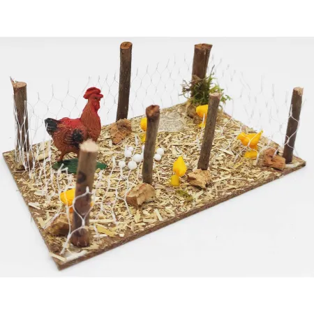 Tradineur - Corral para belén navideño, corcho y resina, animales de granja para nacimiento, figuras pesebre, navidad, decoració