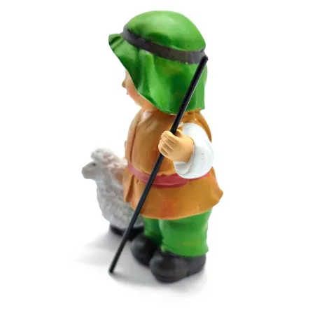 Tradineur - Figura de pastor con cordero naif - Fabricado en marmolina - Figura decorativa divertida para nacimiento, navidad, d Tradineur - Figura de pastor con cordero naif - Fabricado en marmolina - Figura decorativa divertida para nacimiento, navidad, d