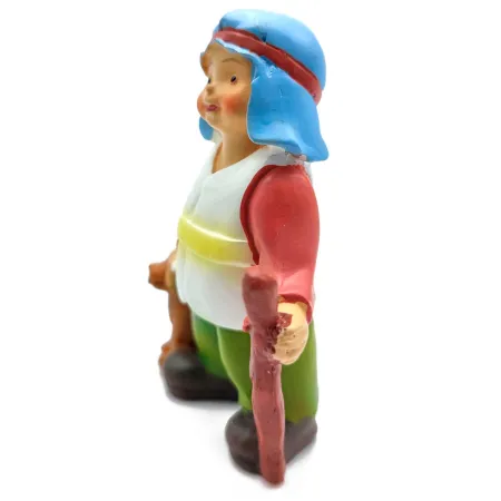 Tradineur - Figura de pastor con perro naif - Fabricado en marmolina - Figura decorativa divertida para nacimiento, navidad, dec