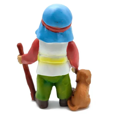 Tradineur - Figura de pastor con perro naif - Fabricado en marmolina - Figura decorativa divertida para nacimiento, navidad, dec