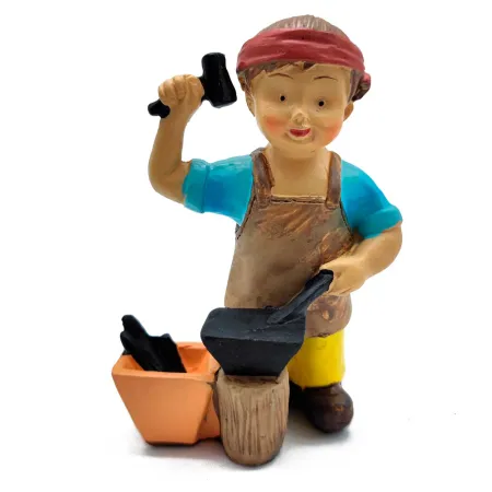 Tradineur - Figura de herrero naif para belén - Fabricado en marmolina - Figura decorativa divertida para nacimiento, navidad, d Tradineur - Figura de herrero naif para belén - Fabricado en marmolina - Figura decorativa divertida para nacimiento, navidad, d