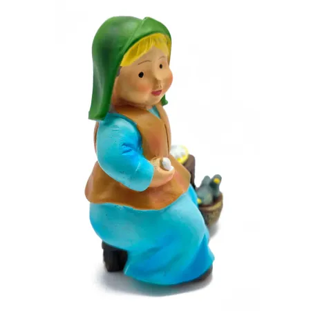 Tradineur - Figura de vendedora de huevos naif - Fabricado en marmolina - Figura decorativa divertida para nacimiento, navidad, Tradineur - Figura de vendedora de huevos naif - Fabricado en marmolina - Figura decorativa divertida para nacimiento, navidad,
