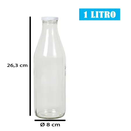 Tradineur - Botella de cristal para leche, tapa de rosca, botella para zumos, batidos, licuados de verduras, salsas, frigorífico Tradineur - Botella de cristal para leche, tapa de rosca, botella para zumos, batidos, licuados de verduras, salsas, frigorífico