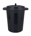 Cubo de basura de plástico negro con asas 100 litros, 68,2 x 63,8 x 53,4 cm, contenedor de residuos, papelera con tapa, recipiente reciclaje, cierre seguro, industrial, hogar