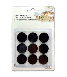 Tradineur - Protectores redondos para patas de sillas, mesas o muebles. 9 fieltros adhesivos. Protector adhesivo para patas de muebles, fieltro para sillas de 2,5 x 2,5 cm 