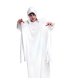 Tradineur - Túnica con capucha, disfraz de fantasma, monje, fraile medieval, fibra sintética, carnaval, halloween, cosplay, adulto (Blanco, talla única)