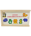 Tradineur - Dominó infantil "Animales de Selva" en caja de madera, 28 fichas, juego de mesa tradicional para niños, diversión, 17 x 9,5 x 4 cm