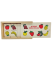 Tradineur - Dominó infantil de Frutas en caja de madera, 28 fichas, juego de mesa tradicional para niños, diversión, 16,7 x 9,5 x 4 cm