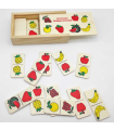 Tradineur - Dominó infantil de Frutas en caja de madera, 28 fichas, juego de mesa tradicional para niños, diversión, 16,7 x 9,5 x 4 cm