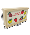 Tradineur - Dominó infantil de Frutas en caja de madera, 28 fichas, juego de mesa tradicional para niños, diversión, 16,7 x 9,5 x 4 cm