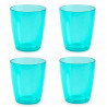 Tradineur - Pack de 4 vasos reutilizables, poliestireno transparente duro y resistente, vasos lavables para picnic, camping, hog