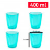 Tradineur - Pack de 4 vasos reutilizables, poliestireno transparente duro y resistente, vasos lavables para picnic, camping, hog