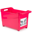 Tradineur - Carrito de plástico multiusos con ruedas y asa Nº2, cesta organizadora para productos de limpieza, baño, cocina, 28 x 23,7 x 45 cm, color aleatorio